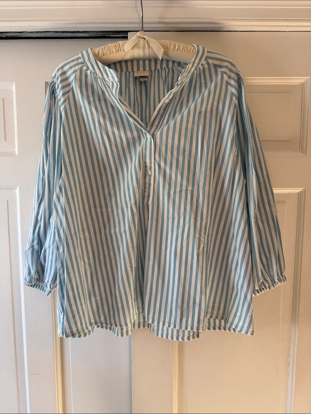 A New Day Striped Blue & White Women’s Popover Blouse